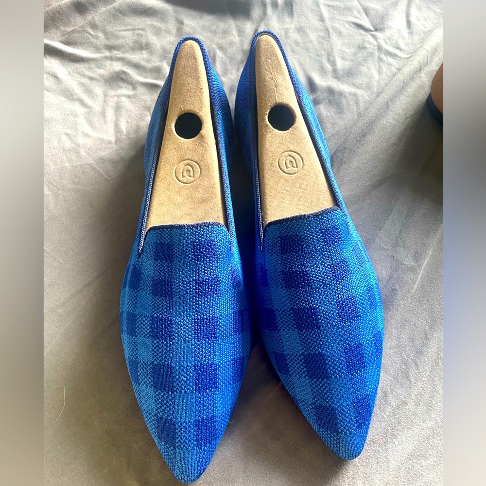 Rothy’s Blue Gingham Pointed Loafers Size 11 EEUC